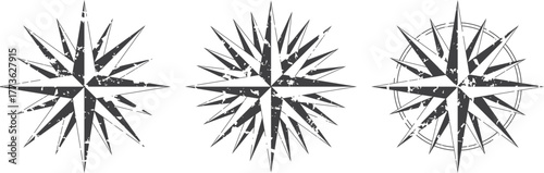 set of gray colored vector icons of compass rose