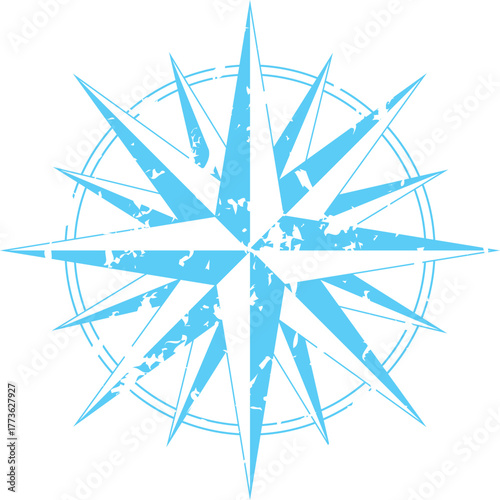 blue colored vector icon of compass rose