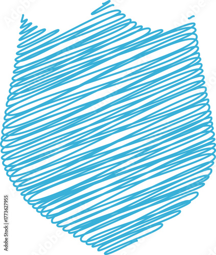 scribble illustration of blue colored shield icon