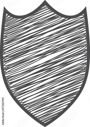scribble illustration of gray colored shield icon