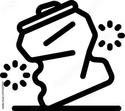 Crumpled aluminum can emitting germs, representing poor hygiene and contamination