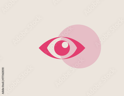 A vivid representation of an eye symbolizing insight and perception with soft pink tones and concentric circles in the background enhancing its visual appeal.