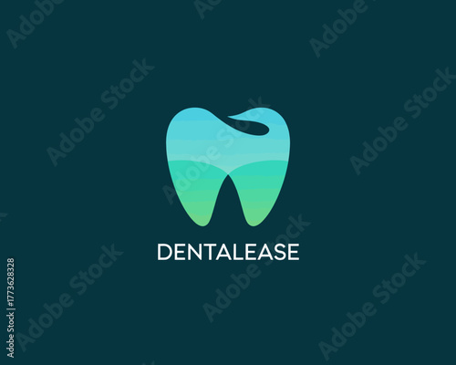 A modern logo for dental services, showcasing a stylized tooth in soothing turquoise shades, symbolizing dental care and health, providing a fresh and inviting impression.