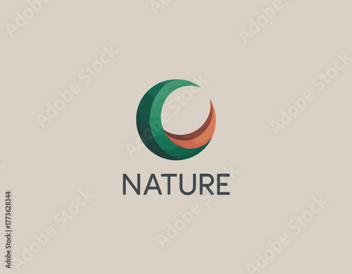 This logo features an artistic representation of nature using flowing shapes and vibrant colors that suggest eco-friendliness and promote harmony with the environment.