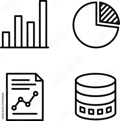 Business intelligence and statistical visualization icon set