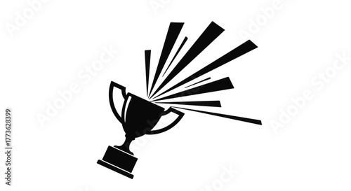 Triumphant trophy bursting with celebratory energy and success