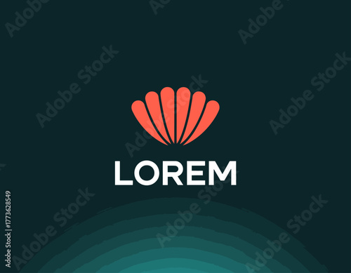 This image showcases a stylized shell design in vibrant orange, symbolizing nature, beauty, and creativity, perfect for branding and artistic expressions in various contexts.