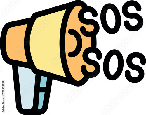 Broadcasting an sos message, emergency alert and asking for help with a megaphone