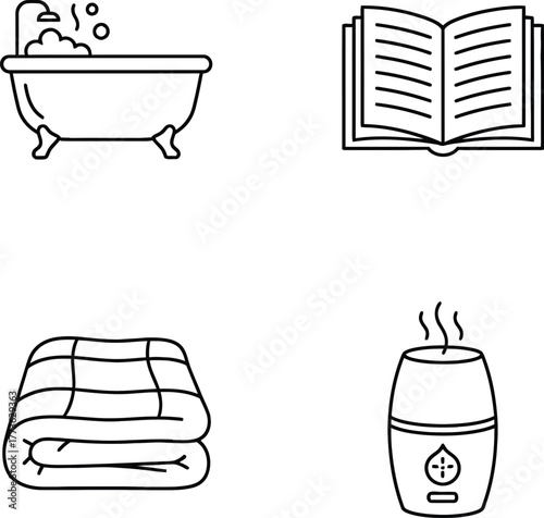 Everyday Home Comfort and Relaxation Vector Line Icons