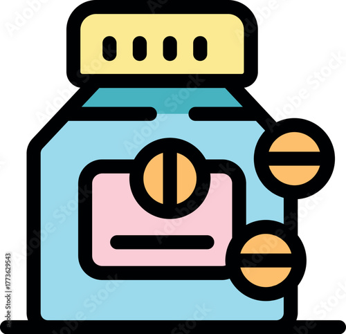 Medicine bottle with pills promoting healthcare, disease prevention, and treatment