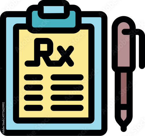 Medical prescription is being written on clipboard by doctor using pen