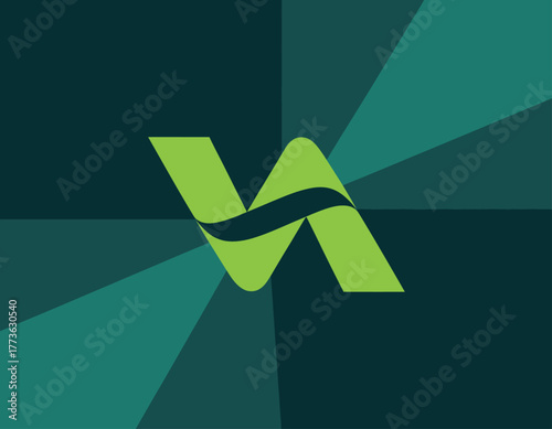 An innovative abstract logo featuring a dynamic V-shape design with flowing lines, representing creativity, movement, and modernity in branding.