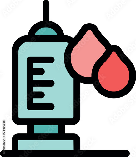 Medical dropper with blood drops, representing intravenous therapy and blood donation