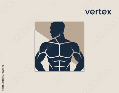 This image features a stylized silhouette of a muscular figure, designed to represent fitness, strength, and health, suitable for gyms, wellness brands, or athletic services.
