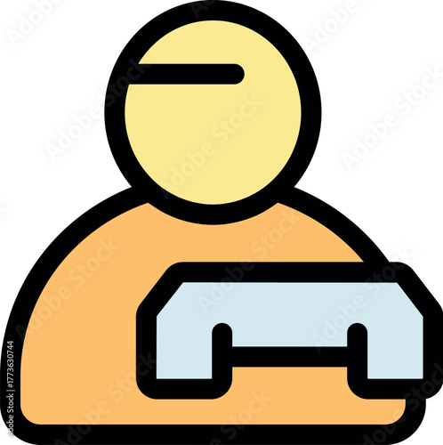 Stylized person holding a package, representing delivery, shipping, and logistics