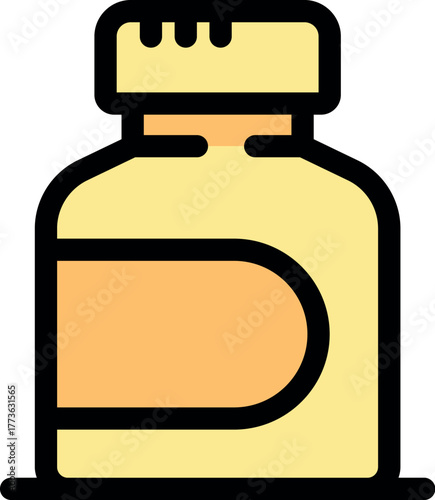 Simple medicine bottle icon symbolizing medication, pharmaceuticals, and healthcare, ideal for medical or pharmacy related designs