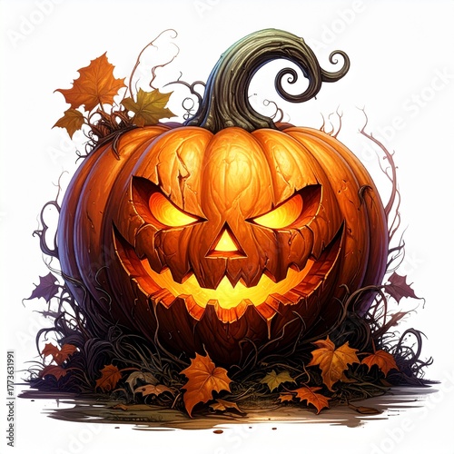 Jack-o'-lantern with glow and embers