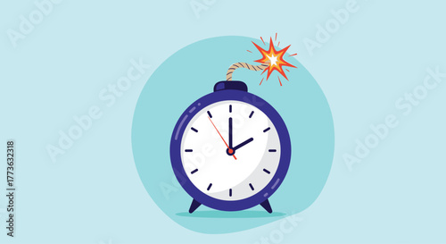A cartoon illustration of an alarm clock designed like a bomb with a burning fuse, representing critical time constraints and impending deadlines.