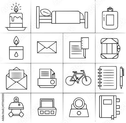 Modern lifestyle vector icons set for web and app design, clean line art style