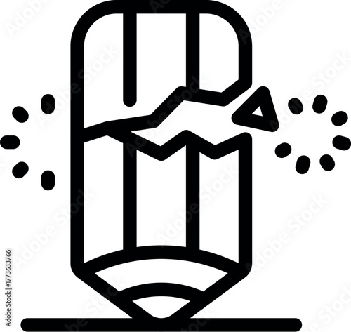 Simple pencil breaking under pressure, symbolizing writer's block, lack of inspiration, and creative burnout