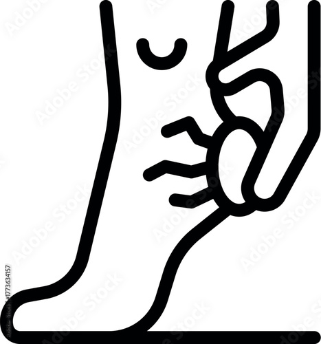 Medical professional extracting tick from leg using tweezers, emphasizing outdoor health and safety