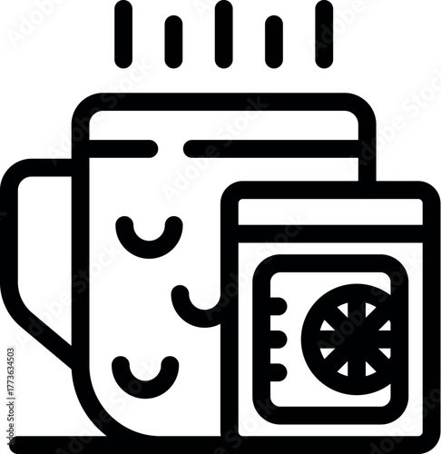 Herbal tea bag infusing in a steaming mug, creating a comforting and aromatic beverage