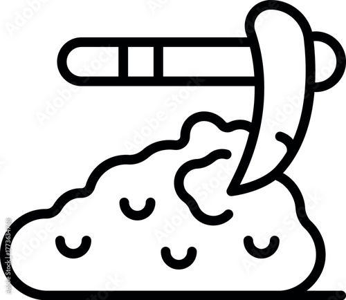 Pickaxe hitting ground extracting minerals and resources, mining industry concept