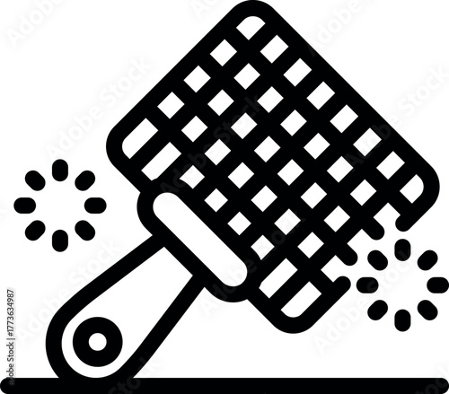 Plastic fly swatter killing insects on a surface, tool for controlling pests