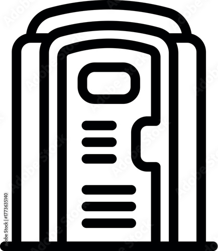 Simple bio toilet icon representing a portable restroom for outdoor events or construction sites, emphasizing sanitation and convenience