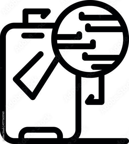 Magnifying glass analyzing data flow on smartphone, symbolizing cybersecurity, data analysis, and mobile security concepts