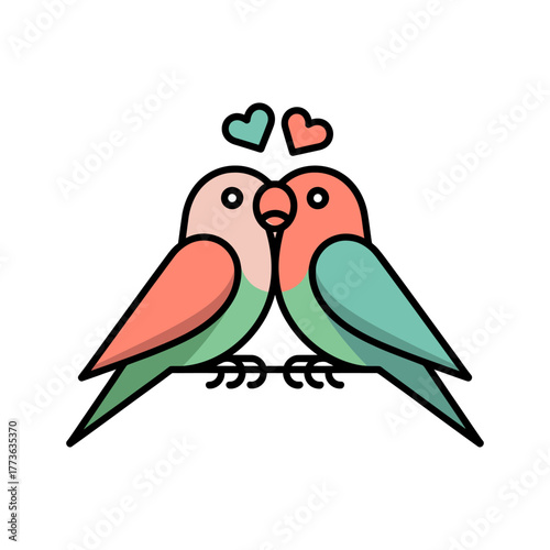 Love birds Icon on White Background Vector Art Illustration on white background.