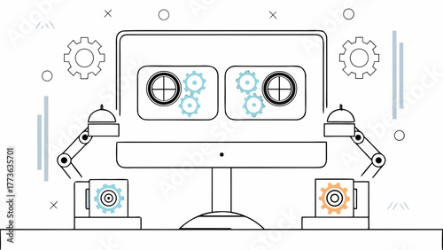 Robotic arms and gears illustrate the intricate workings of automated manufacturing and advanced technology