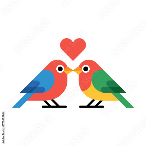 Love birds Icon on White Background Vector Art Illustration on white background.