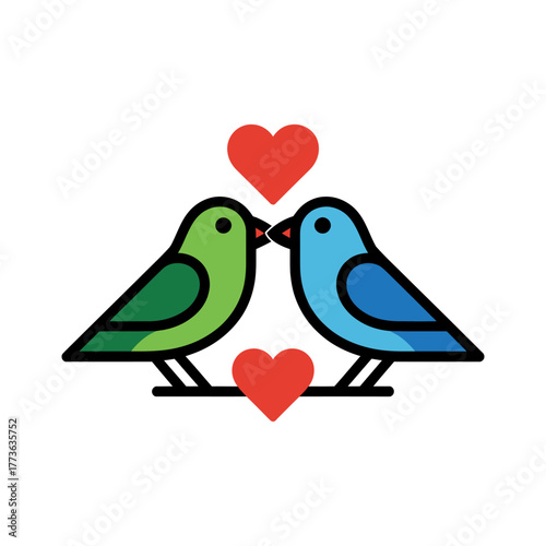 Love birds Icon on White Background Vector Art Illustration on white background.