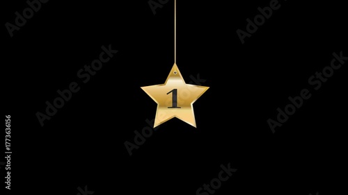 1 Number Hanging Gold Star Animation
