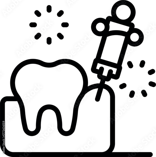 Dental anesthesia being injected into gum for painless tooth treatment, dentistry and healthcare concept