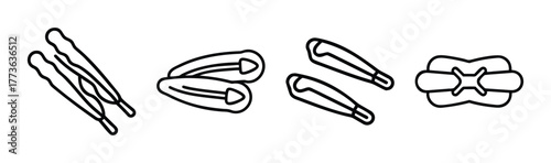 Four types of hair pins and clips a set of beauty accessories and styling tools