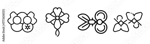 Collection of four delicate floral and bow brooch designs suitable for jewelry making and embellishments