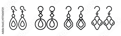 Collection of elegant dangle earrings with various geometric and teardrop shapes