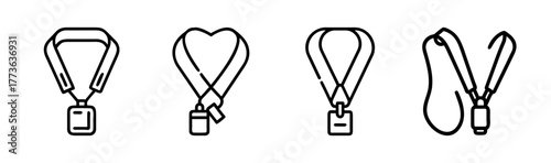 Collection of four different lanyard styles with badge holders displayed side by side