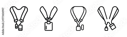 Collection of four distinct lanyard designs with badge holders ideal for events and identification