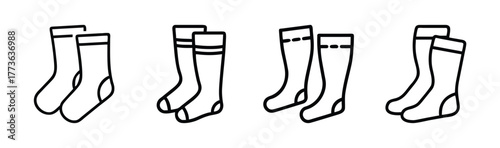 Collection of four pairs of line art socks for women and men cozy winter legwear