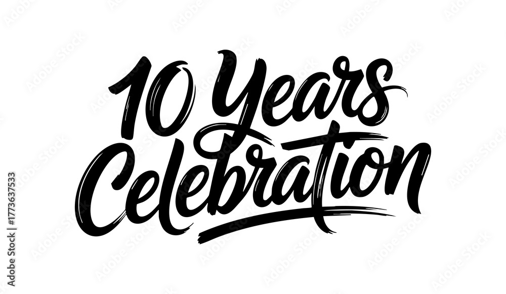 Fototapeta premium 10 Years Celebration Calligraphy Vector Typography Design – Elegant Black Script on White Background