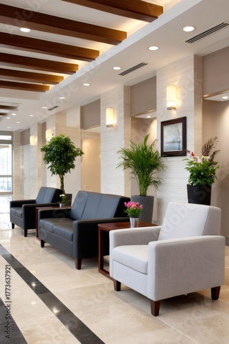 Modern office lobby waiting room interior design