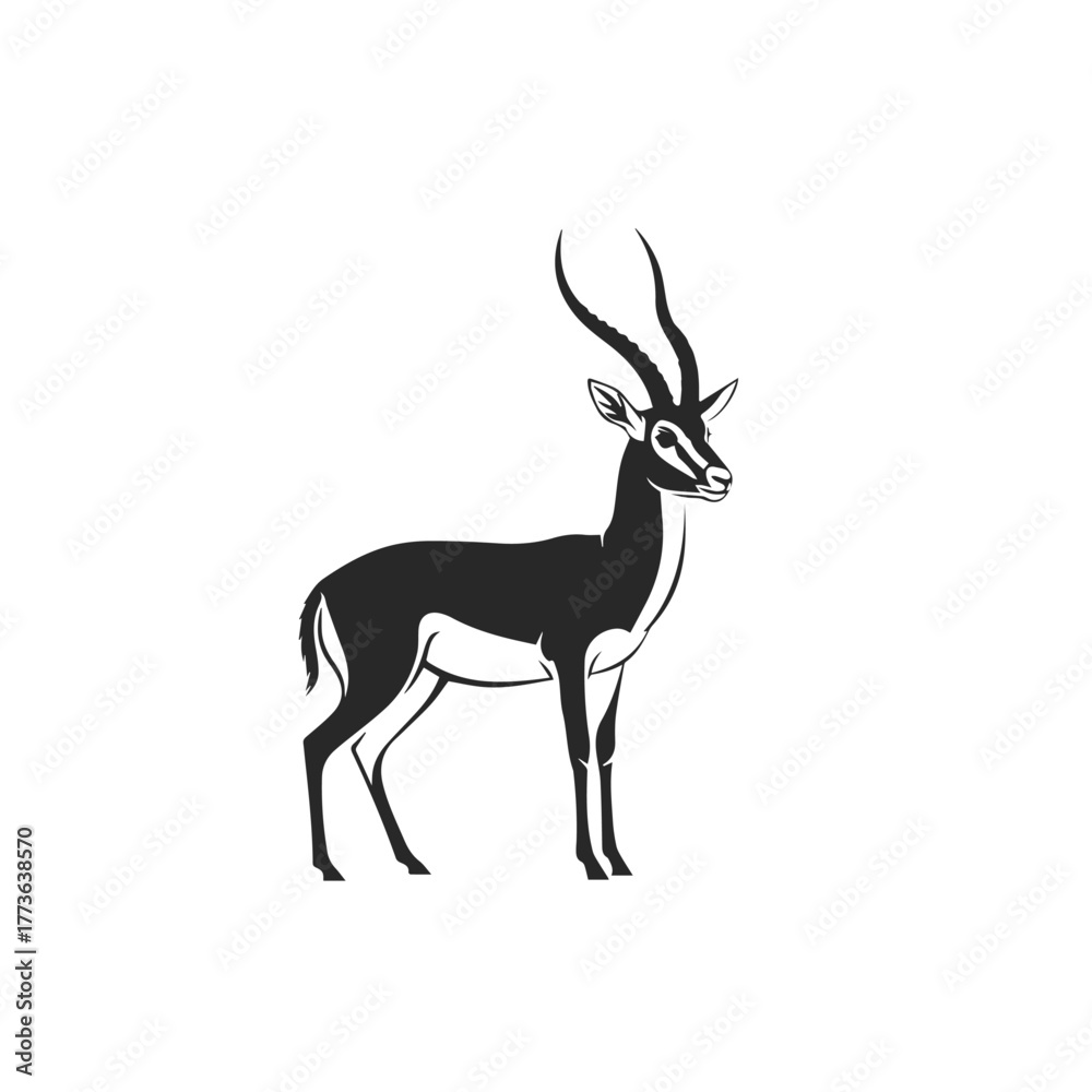 Obraz premium Elegant Black Silhouette of a Gazelle.