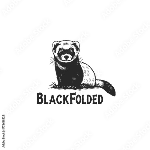 Blackfooted Ferret Sitting on Grass.