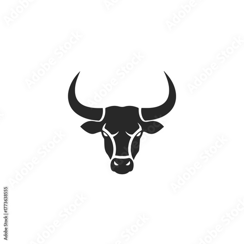 Fierce Bull Head Silhouette Icon.