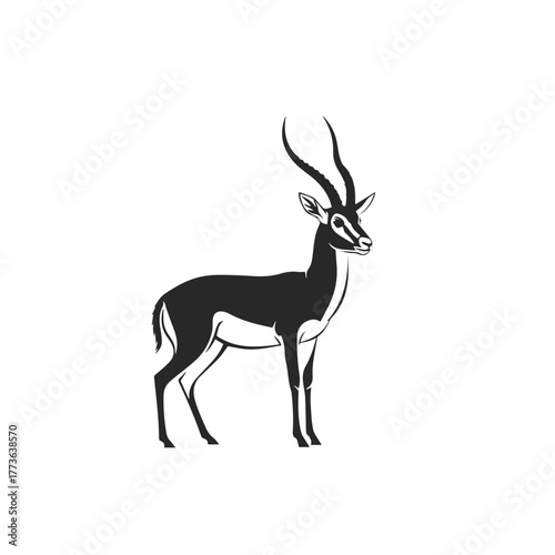 Elegant Black Silhouette of a Gazelle.