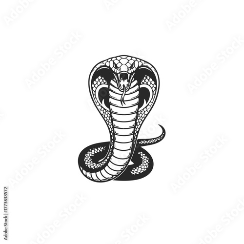 Fierce Cobra Snake Emblem Silhouette.