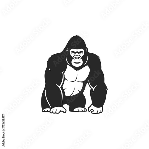 Fierce Gorilla Silhouette Icon.